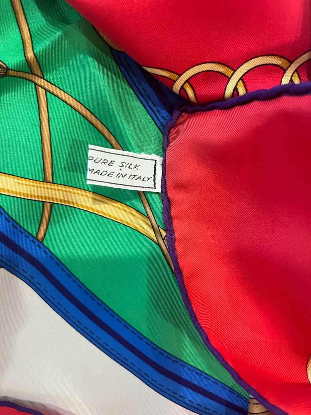 Celine Red Green Blue Equestrian Silk Scarf